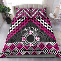Personalised Aotearoa Niho Taniwha Motif Bedding Set Pink Style