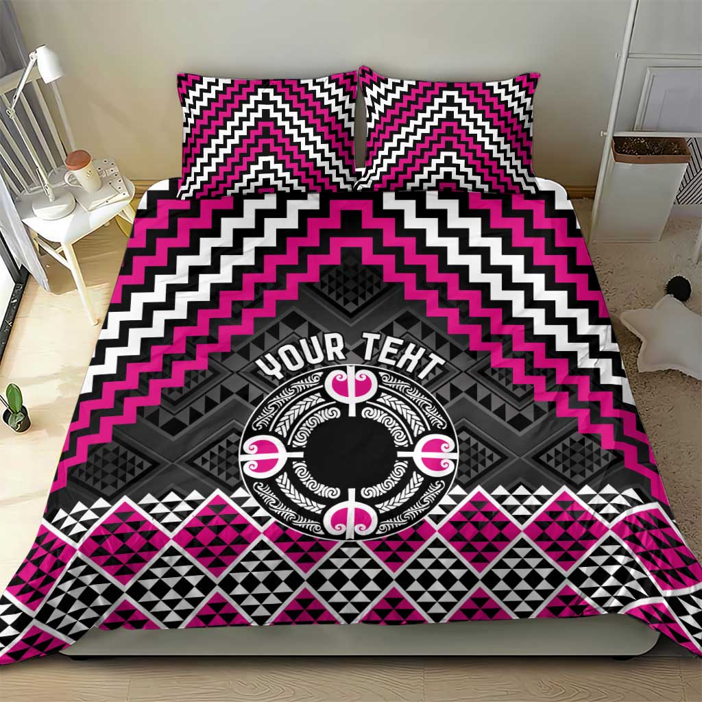 Personalised Aotearoa Niho Taniwha Motif Bedding Set Pink Style