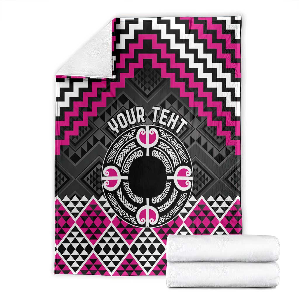 Personalised Aotearoa Niho Taniwha Motif Blanket Pink Style