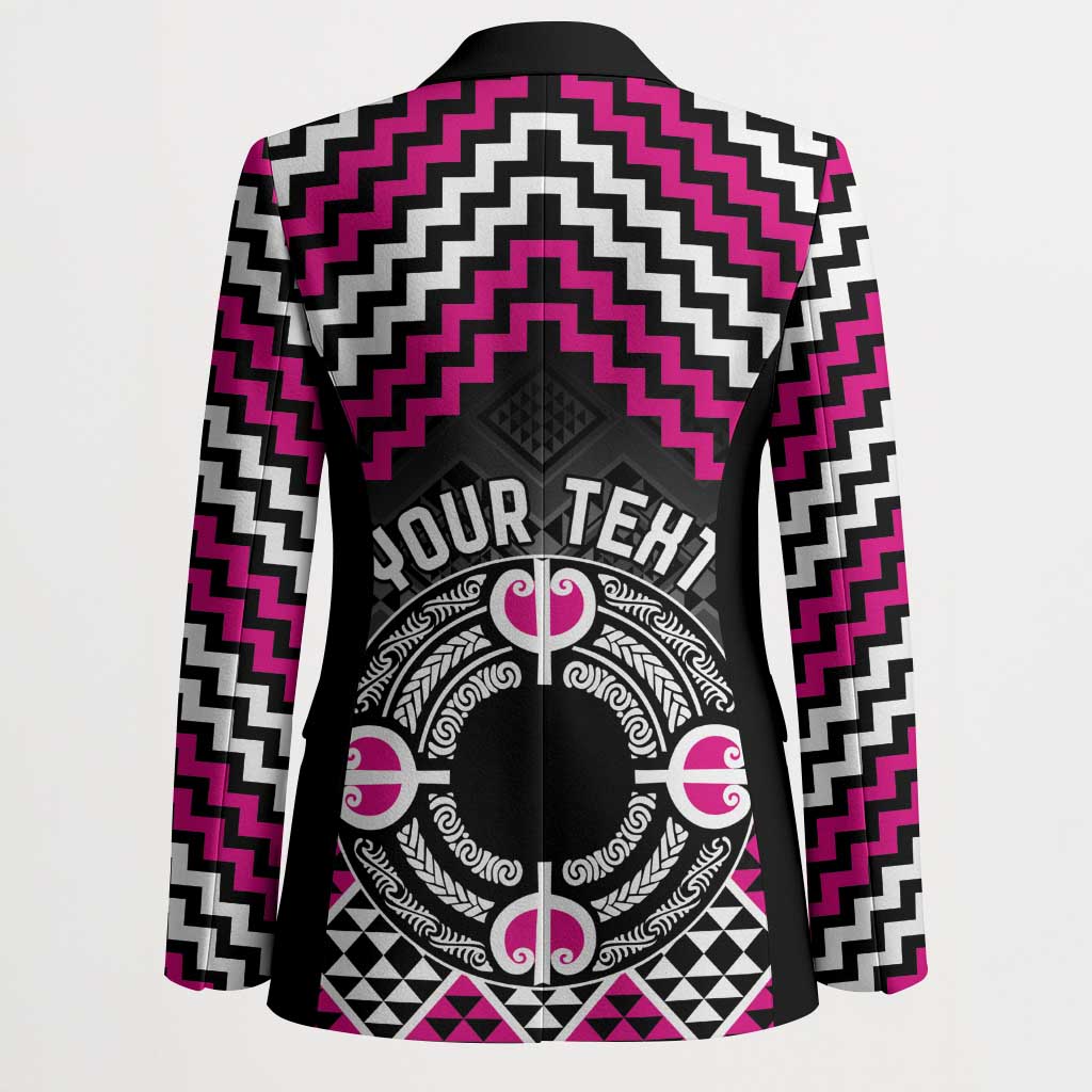 Personalised Aotearoa Niho Taniwha Motif Blazer Pink Style - Polynesian Pride