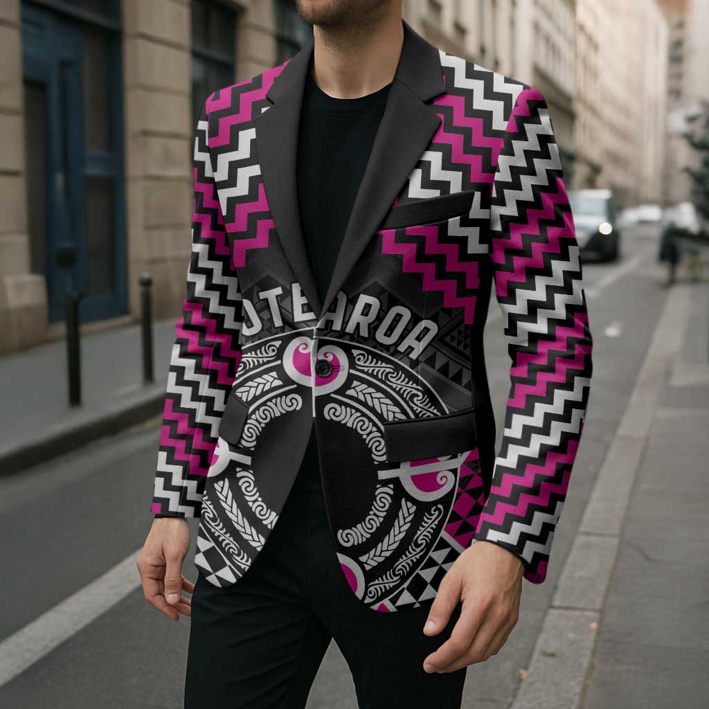 Personalised Aotearoa Niho Taniwha Motif Blazer Pink Style - Polynesian Pride