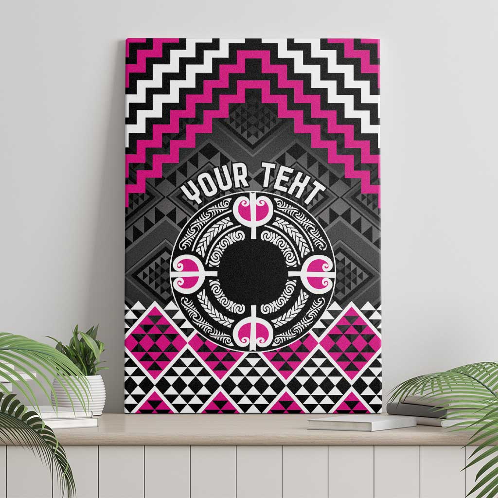 Personalised Aotearoa Niho Taniwha Motif Canvas Wall Art Pink Style