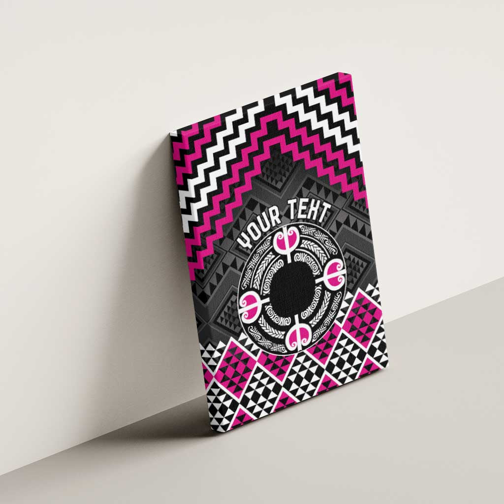 Personalised Aotearoa Niho Taniwha Motif Canvas Wall Art Pink Style
