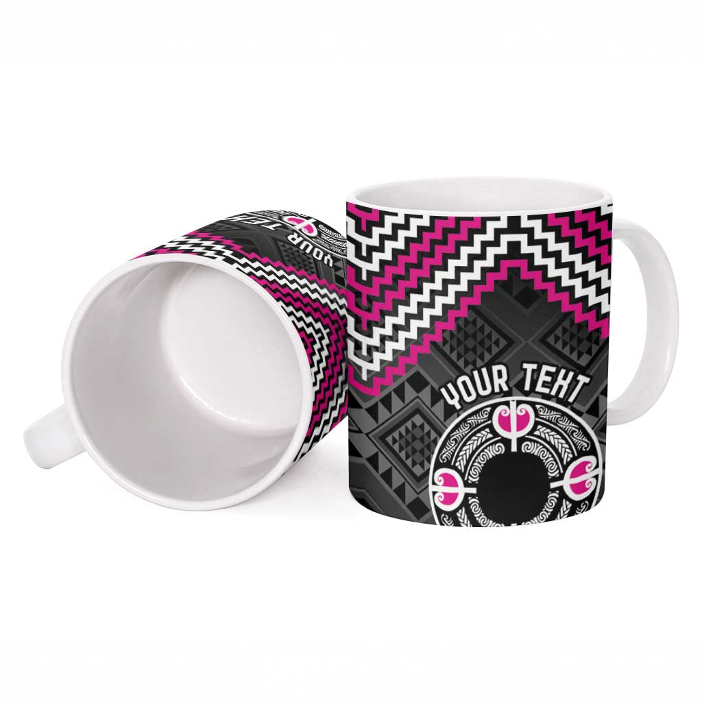 Personalised Aotearoa Niho Taniwha Motif Ceramic Mug Pink Style - Polynesian Pride