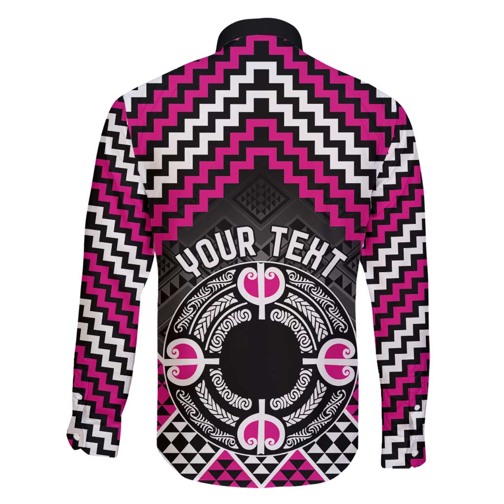 Personalised Aotearoa Niho Taniwha Motif Family Matching Mermaid Dress and Hawaiian Shirt Pink Style