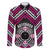 Personalised Aotearoa Niho Taniwha Motif Family Matching Off The Shoulder Long Sleeve Dress and Hawaiian Shirt Pink Style