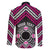 Personalised Aotearoa Niho Taniwha Motif Family Matching Off The Shoulder Long Sleeve Dress and Hawaiian Shirt Pink Style