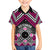 Personalised Aotearoa Niho Taniwha Motif Family Matching Off The Shoulder Long Sleeve Dress and Hawaiian Shirt Pink Style