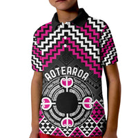 Personalised Aotearoa Niho Taniwha Motif Kid Polo Shirt Pink Style