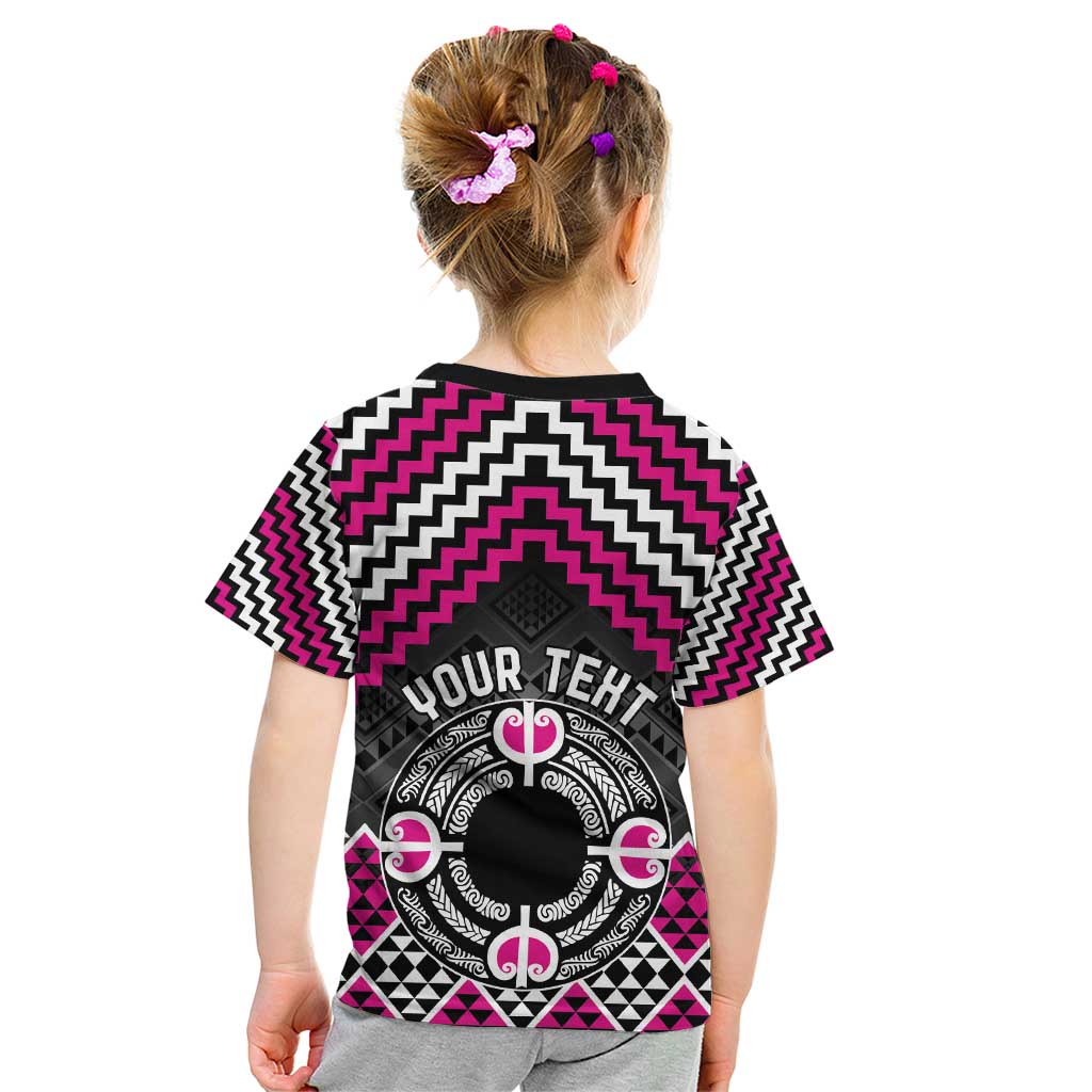 Personalised Aotearoa Niho Taniwha Motif Kid T Shirt Pink Style