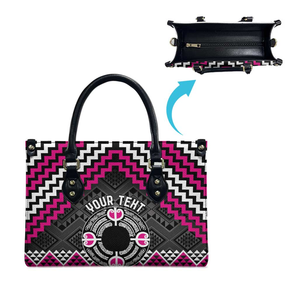 Personalised Aotearoa Niho Taniwha Motif Leather Bag Pink Style - Polynesian Pride
