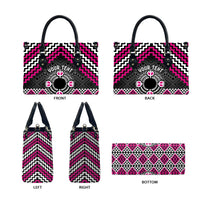 Personalised Aotearoa Niho Taniwha Motif Leather Bag Pink Style - Polynesian Pride