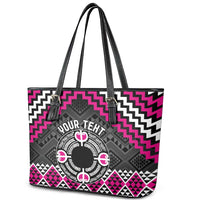 Personalised Aotearoa Niho Taniwha Motif Leather Tote Bag Pink Style