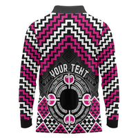 Personalised Aotearoa Niho Taniwha Motif Long Sleeve Polo Shirt Pink Style