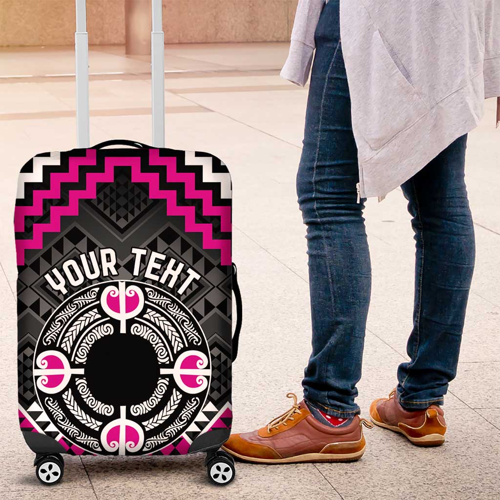 Personalised Aotearoa Niho Taniwha Motif Luggage Cover Pink Style LT9 Pink - Polynesian Pride