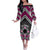 Personalised Aotearoa Niho Taniwha Motif Off The Shoulder Long Sleeve Dress Pink Style