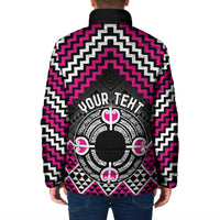 Personalised Aotearoa Niho Taniwha Motif Padded Jacket Pink Style - Polynesian Pride