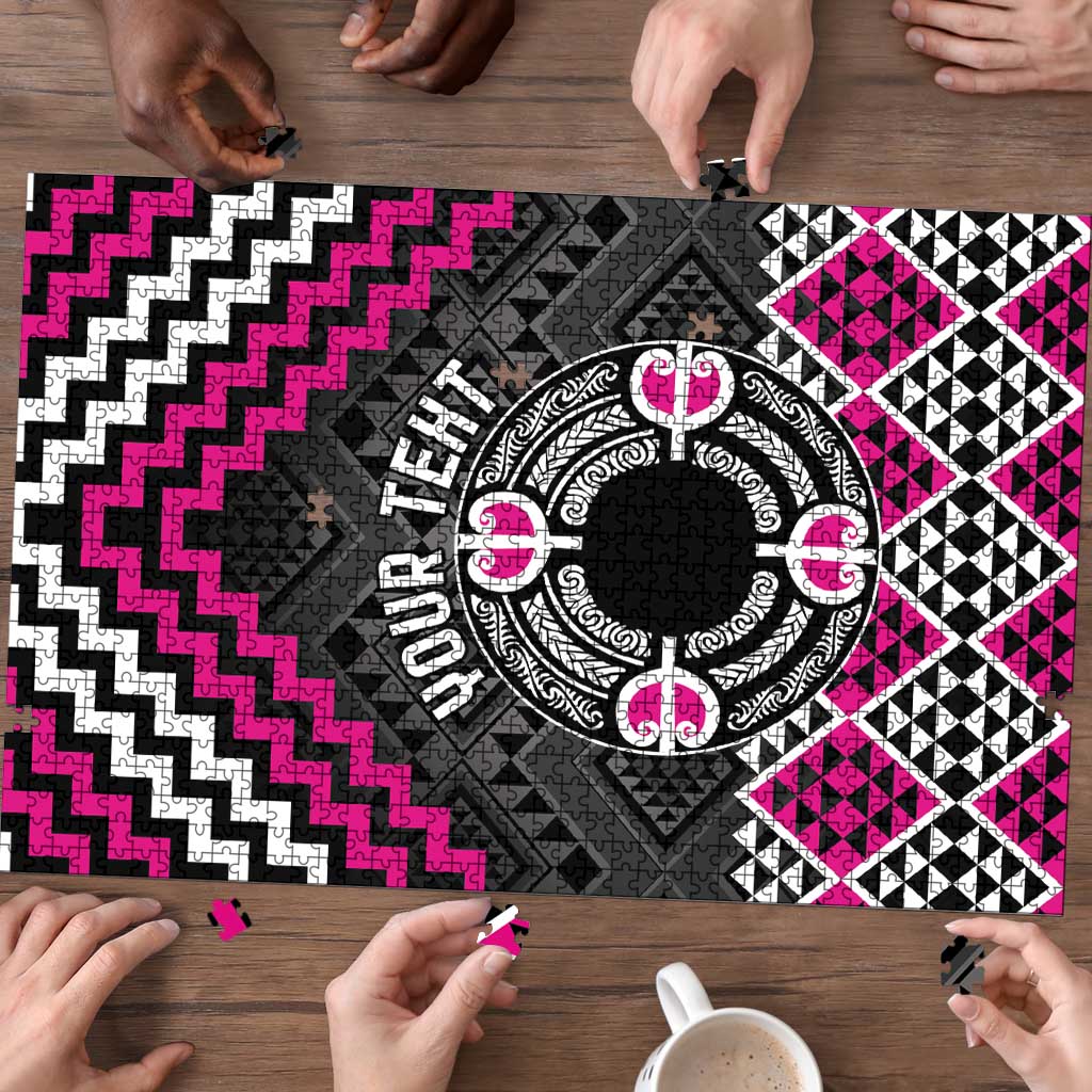 Personalised Aotearoa Niho Taniwha Motif Puzzle Pink Style - Polynesian Pride