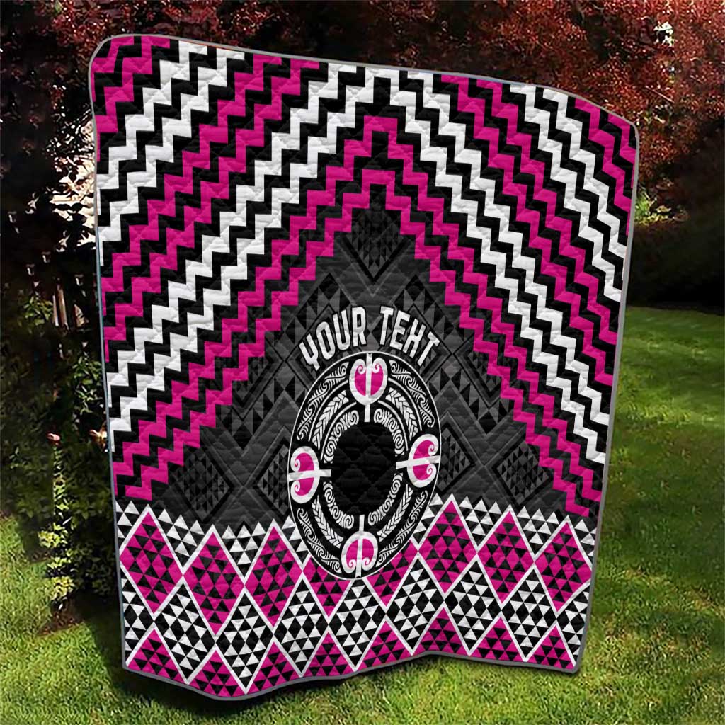 Personalised Aotearoa Niho Taniwha Motif Quilt Pink Style LT9 - Polynesian Pride