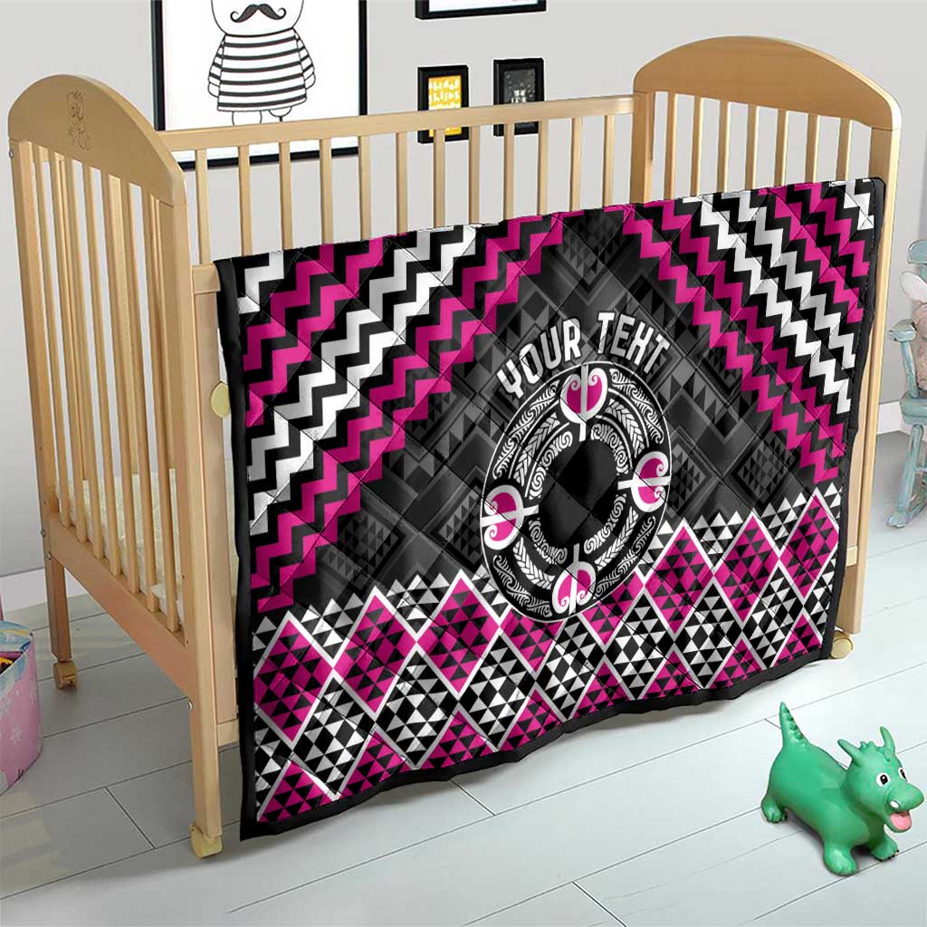Personalised Aotearoa Niho Taniwha Motif Quilt Pink Style LT9 - Polynesian Pride