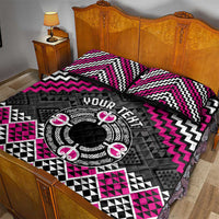 Personalised Aotearoa Niho Taniwha Motif Quilt Bed Set Pink Style