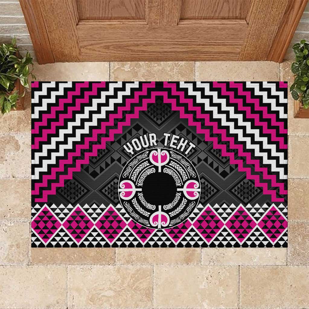 Personalised Aotearoa Niho Taniwha Motif Rubber Doormat Pink Style