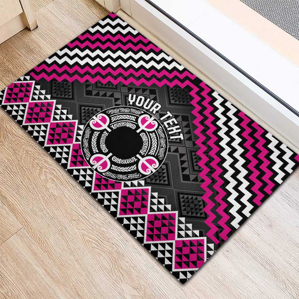 Personalised Aotearoa Niho Taniwha Motif Rubber Doormat Pink Style