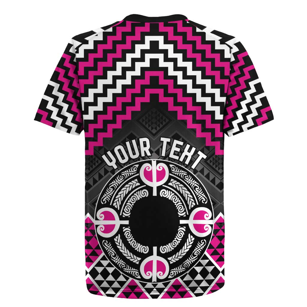 Personalised Aotearoa Niho Taniwha Motif Rugby Jersey Pink Style