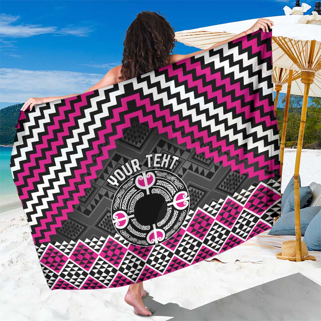 Personalised Aotearoa Niho Taniwha Motif Sarong Pink Style LT9 One Size 44 x 66 inches Pink - Polynesian Pride