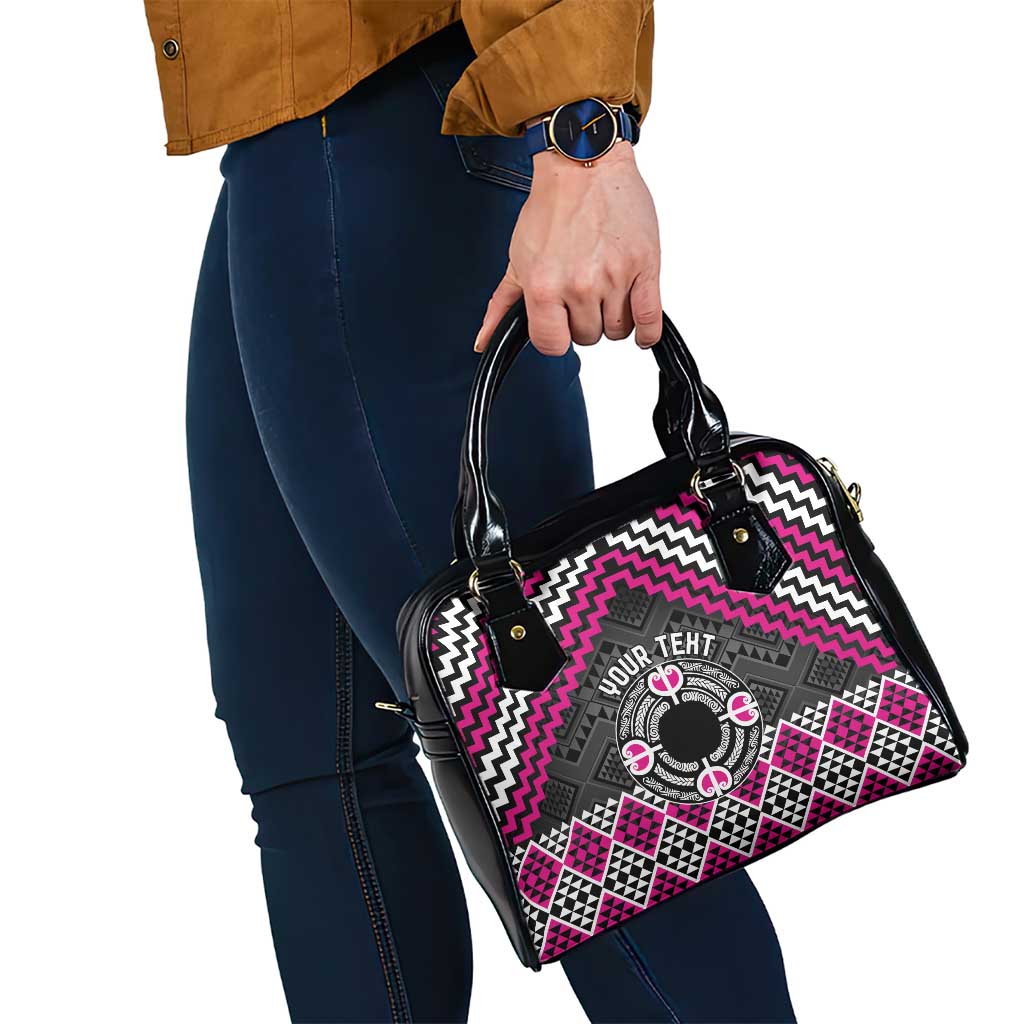 Personalised Aotearoa Niho Taniwha Motif Shoulder Handbag Pink Style