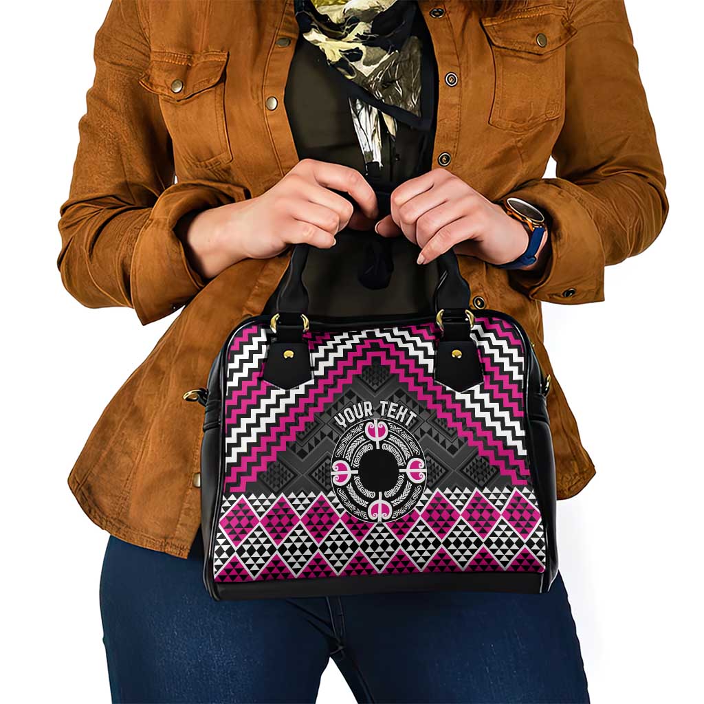Personalised Aotearoa Niho Taniwha Motif Shoulder Handbag Pink Style