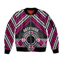 Personalised Aotearoa Niho Taniwha Motif Sleeve Zip Bomber Jacket Pink Style