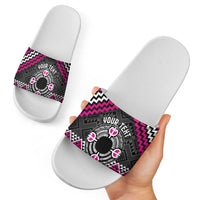 Personalised Aotearoa Niho Taniwha Motif Slide Sandals Pink Style - Polynesian Pride