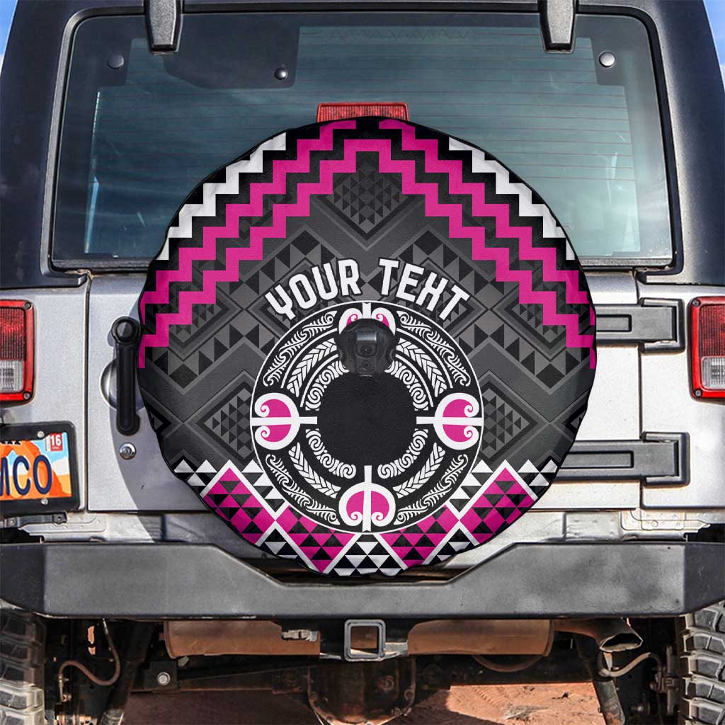 Personalised Aotearoa Niho Taniwha Motif Spare Tire Cover Pink Style LT9 Pink - Polynesian Pride