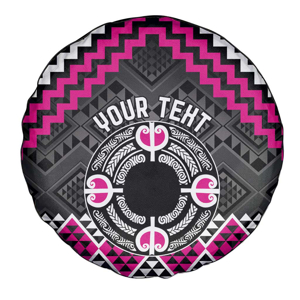 Personalised Aotearoa Niho Taniwha Motif Spare Tire Cover Pink Style