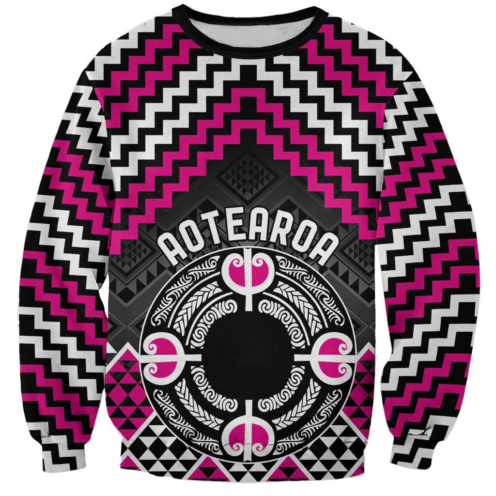 Personalised Aotearoa Niho Taniwha Motif Sweatshirt Pink Style