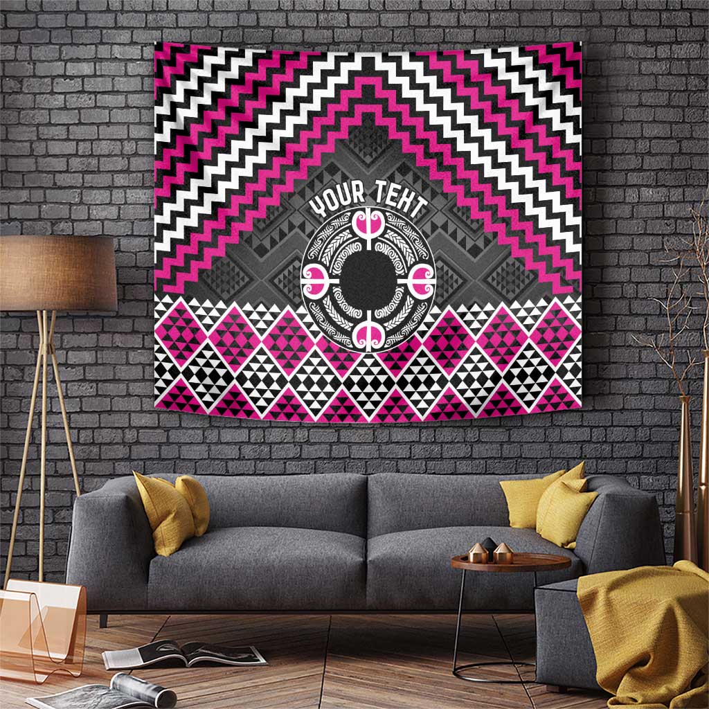 Personalised Aotearoa Niho Taniwha Motif Tapestry Pink Style LT9 Pink - Polynesian Pride