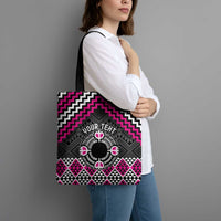 Personalised Aotearoa Niho Taniwha Motif Tote Bag Pink Style - Polynesian Pride