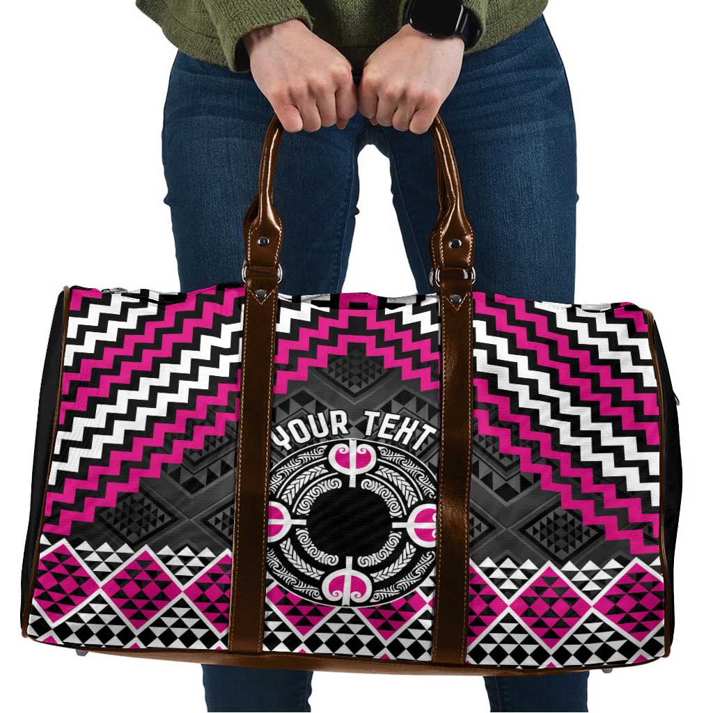 Personalised Aotearoa Niho Taniwha Motif Travel Bag Pink Style - Polynesian Pride