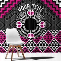 Personalised Aotearoa Niho Taniwha Motif Window Curtain Pink Style