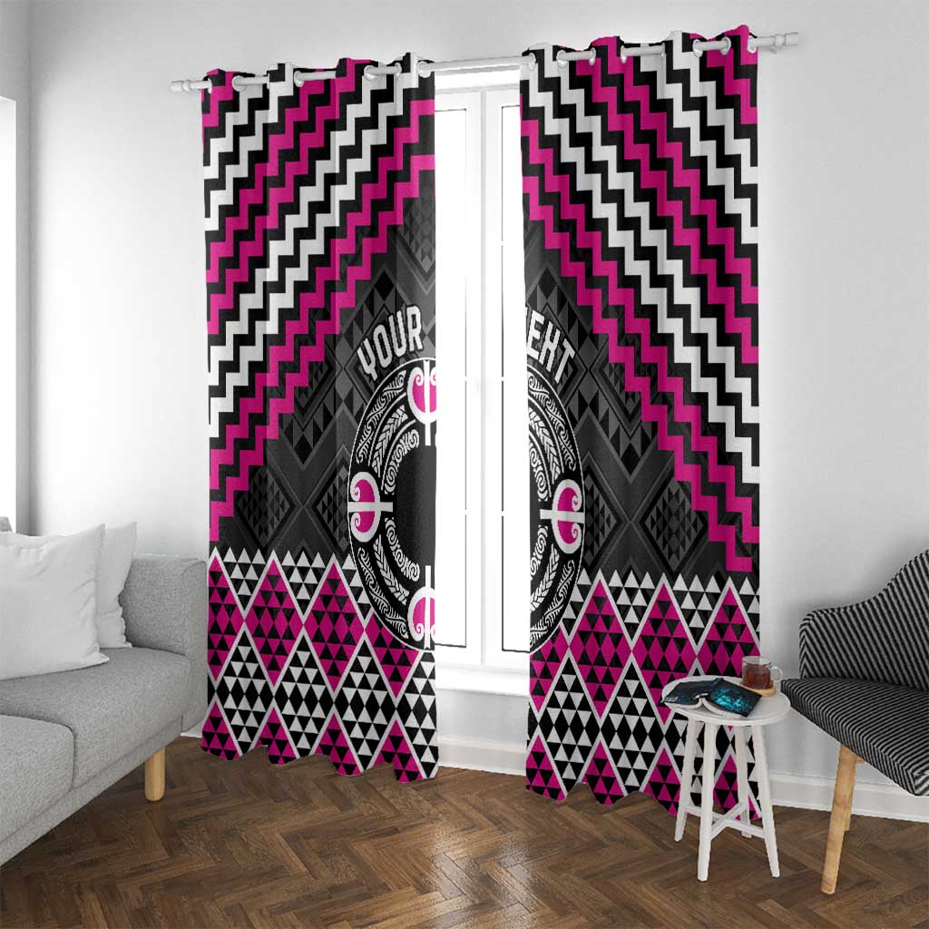 Personalised Aotearoa Niho Taniwha Motif Window Curtain Pink Style