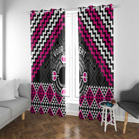 Personalised Aotearoa Niho Taniwha Motif Window Curtain Pink Style