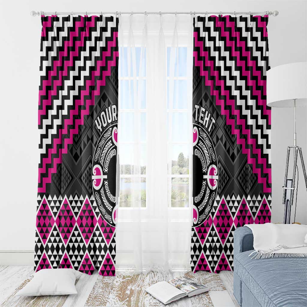 Personalised Aotearoa Niho Taniwha Motif Window Curtain Pink Style