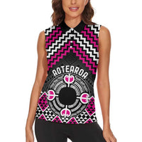 Personalised Aotearoa Niho Taniwha Motif Women Sleeveless Polo Shirt Pink Style