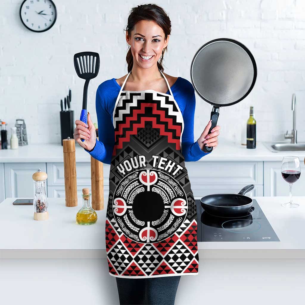 Personalised Aotearoa Niho Taniwha Motif Apron Red Style - Polynesian Pride