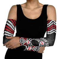 Personalised Aotearoa Niho Taniwha Motif Arm Sleeves Red Style - Polynesian Pride