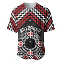 Personalised Aotearoa Niho Taniwha Motif Baseball Jersey Red Style