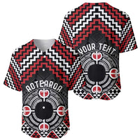 Personalised Aotearoa Niho Taniwha Motif Baseball Jersey Red Style