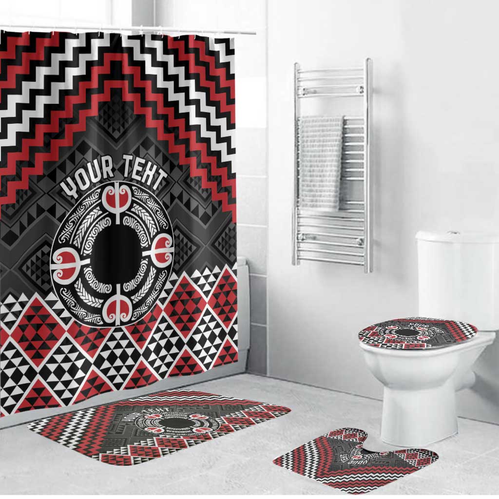 Personalised Aotearoa Niho Taniwha Motif Bathroom Set Red Style - Polynesian Pride