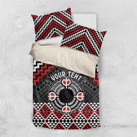 Personalised Aotearoa Niho Taniwha Motif Bedding Set Red Style